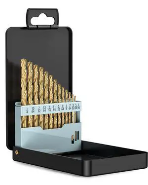 13-Piece HSS Drill Bit Set, Titanium Coating High-Speed Steel Drill Bits from 1/16" to 1/4" for Metal, Steel, Cast Iron and Plastic - Comes with Indexed Storage Case 13-Piece HSS Drill Bit Set, Titanium Coating High-Speed Steel Drill Bits from 1/16" to 1/4" for Metal, Steel, Cast Iron and Plastic - Comes with Indexed Storage Case