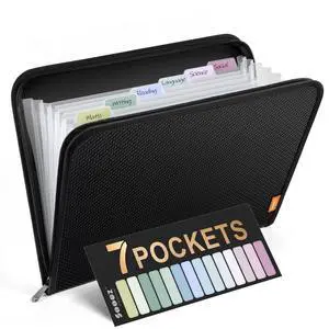 7 Pockets Accordion File Organizer, Zipper Expanding File Folder, Heavy Duty Folder Organizer, Sleek Letter Size Accordion Folder, Portable Expandable File Folder, 14 x 11.2 Inch, Black 7 Pockets Accordion File Organizer, Zipper Expanding File Folder, Heavy Duty Folder Organizer, Sleek Letter Size Accordion Folder, Portable Expandable File Folder, 14 x 11.2 Inch, Black