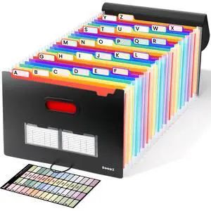 26-Pocket Accordion File Organizer, Upgraded Expanding File Folder with A-Z Tabs, Premium Bill Tax Receipt Document Organizer Storage for Letter/A4 Size Paper, School Office & Home, Black 26-Pocket Accordion File Organizer, Upgraded Expanding File Folder with A-Z Tabs, Premium Bill Tax Receipt Document Organizer Storage for Letter/A4 Size Paper, School Office & Home, Black