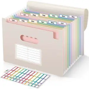 13 Pocket Expanding File Folder, Accordion Document Organizer with Monthly Labels, A4 & Letter Size for Tax Records, Medical Files, Receipts, Home Office Brown 13 Pocket Expanding File Folder, Accordion Document Organizer with Monthly Labels, A4 & Letter Size for Tax Records, Medical Files, Receipts, Home Office Brown