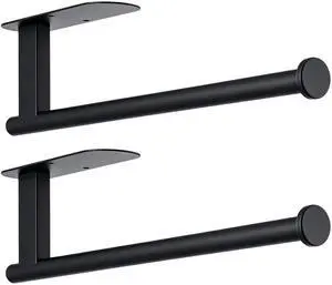 2 Pack Paper Towel Holder Wall Mount, Self Adhesive or Drilling Under Cabinet Roll Holder with Screwdriver, SUS304 Stainless Steel for Kitchen Bathroom RV Pantry, Black 2 Pack Paper Towel Holder Wall Mount, Self Adhesive or Drilling Under Cabinet Roll Holder with Screwdriver, SUS304 Stainless Steel for Kitchen Bathroom RV Pantry, Black