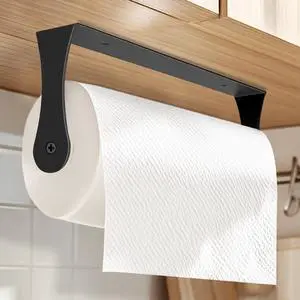 Under Cabinet Paper Towel Holder, Stainless Steel Adhesive or Drill Mount Paper Towel Holder, Wall Mount Paper Towel Holders for Kitchen or Bathroom (Black) Under Cabinet Paper Towel Holder, Stainless Steel Adhesive or Drill Mount Paper Towel Holder, Wall Mount Paper Towel Holders for Kitchen or Bathroom (Black)