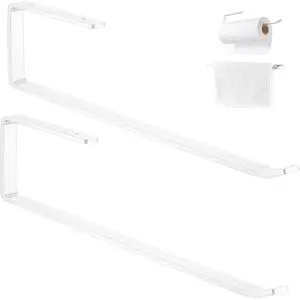2 PCS Under Cabinet Paper Towel Holder for Kitchen,Drilling Wall Mount Paper Towel Holder, Bar Rack for Kitchen Towel, Napin Holder, Kitchen Decor and Accessories, Matte White 2 PCS Under Cabinet Paper Towel Holder for Kitchen,Drilling Wall Mount Paper Towel Holder, Bar Rack for Kitchen Towel, Napin Holder, Kitchen Decor and Accessories, Matte White