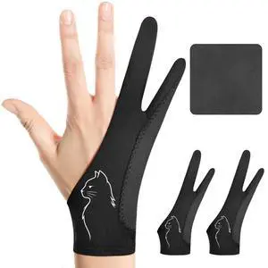Profile Cat Digital Drawing Glove: 3-Layer Palm Rejection, Two-Finger Artist Glove for Drawing Tablet, iPad, Paper Sketching, Fits Left and Right Hand(2 Pack, Small) Profile Cat Digital Drawing Glove: 3-Layer Palm Rejection, Two-Finger Artist Glove for Drawing Tablet, iPad, Paper Sketching, Fits Left and Right Hand(2 Pack, Small)