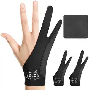 Cute Kitty Digital Drawing Glove: 3-Layer Palm Rejection, Two-Finger Artist Glove for Drawing Tablet, iPad, Paper Sketching, Fits Left and Right Hand(2 Pack, Large) Cute Kitty Digital Drawing Glove: 3-Layer Palm Rejection, Two-Finger Artist Glove for Drawing Tablet, iPad, Paper Sketching, Fits Left and Right Hand(2 Pack, Large)