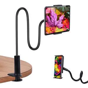 Gooseneck Tablet Holder for Bed, Tablet Stand Clamp Flexible Long Arm Adjustable Lazy Bracket for Desk Phone Mount, Compatible with iPad mini, for Kindle, for Switch, for All 4" - 9" Devices Gooseneck Tablet Holder for Bed, Tablet Stand Clamp Flexible Long Arm Adjustable Lazy Bracket for Desk Phone Mount, Compatible with iPad mini, for Kindle, for Switch, for All 4" - 9" Devices