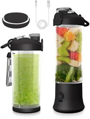 SSKAWorldwide Portable Blender 21oz Rechargeable and Wireless Mini Personal Blender for Shakes and Smoothies, 4000mAh Battery & 6 Blades for Protein Shakes, Fruit Juicer, Gym & Travel (Black) SSKAWorldwide Portable Blender 21oz Rechargeable and Wireless Mini Personal Blender for Shakes and Smoothies, 4000mAh Battery & 6 Blades for Protein Shakes, Fruit Juicer, Gym & Travel (Black)