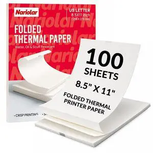 Thermal Printer Paper 8.5 x 11 Inch Folded 100 Sheets Thermal Printer Paper 8.5 x 11 Inch Folded 100 Sheets