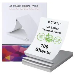 8.5 x 11 Inch A4 Thermal Printer Paper, BPA/BPS-Free, Folded Continuous Paper, Compatible with M08F, MT800, Brother PocketJet PJ762/PJ763MFi (100 Sheets) 8.5 x 11 Inch A4 Thermal Printer Paper, BPA/BPS-Free, Folded Continuous Paper, Compatible with M08F, MT800, Brother PocketJet PJ762/PJ763MFi (100 Sheets)