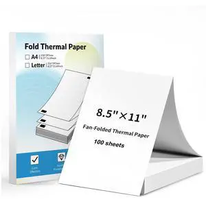 Thermal Printer Paper 8.5 x 11 Inch, 100 Sheets US Letter Size Thermal Paper, Feeding Folded Printing Paper Compatible with N80/D80 Portable Thermal Printer for School, Work, Printing Files, Picture Thermal Printer Paper 8.5 x 11 Inch, 100 Sheets US Letter Size Thermal Paper, Feeding Folded Printing Paper Compatible with N80/D80 Portable Thermal Printer for School, Work, Printing Files, Picture