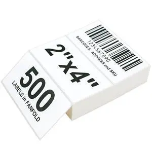 4" X 2" Fanfold Direct Thermal Labels - 500 Total UPC and Shipping Labels Permanent Adhesive Compatible with Zebra, Munbyn, and Rollo Thermal Printers 4" X 2" Fanfold Direct Thermal Labels - 500 Total UPC and Shipping Labels Permanent Adhesive Compatible with Zebra, Munbyn, and Rollo Thermal Printers