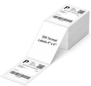 4" x 6" Fanfold Direct Thermal Labels, 500 Per Stack, White Perforated Shipping Labels Compatible with Zebra, Elton Printers(1 Stack) 4" x 6" Fanfold Direct Thermal Labels, 500 Per Stack, White Perforated Shipping Labels Compatible with Zebra, Elton Printers(1 Stack)