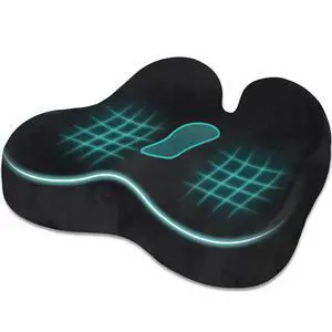 Seat Cushion, Premium Memory Foam Office Chair Cushion, Supportive Donut Pillow for Sciatica, Tailbone & Back Relief, Ergonomic Long Sitting Chair Pad for Car, Wheelchair, Airplane, Black Seat Cushion, Premium Memory Foam Office Chair Cushion, Supportive Donut Pillow for Sciatica, Tailbone & Back Relief, Ergonomic Long Sitting Chair Pad for Car, Wheelchair, Airplane, Black
