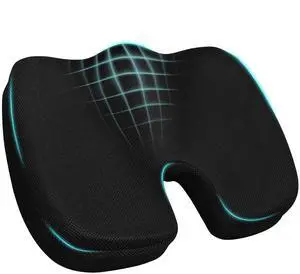 Ergonomic Seat Cushion with Memory Foam for Office Chair, Car Seat, Sciatica & Tailbone Relief, Non-Slip Cushion,Breathable Mesh Cover, Portable Handle - Black Ergonomic Seat Cushion with Memory Foam for Office Chair, Car Seat, Sciatica & Tailbone Relief, Non-Slip Cushion,Breathable Mesh Cover, Portable Handle - Black