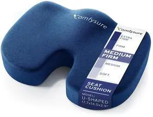 Memory Foam Seat Cushion - Tailbone Pain Relief Cushion, Non-Slip Sciatica Pain Relief Pillow - Cushion for Office Chair, Car, Wheelchair, Computer, Desk Chair - Coccyx, Lower Back Support (Navy) Memory Foam Seat Cushion - Tailbone Pain Relief Cushion, Non-Slip Sciatica Pain Relief Pillow - Cushion for Office Chair, Car, Wheelchair, Computer, Desk Chair - Coccyx, Lower Back Support (Navy)