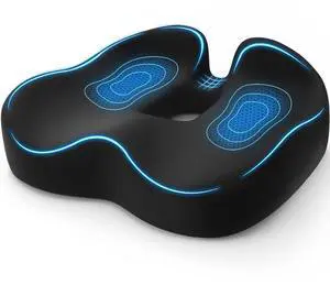Ergonomic Seat Cushion with Coccyx Cutout - 4-Zone Structure Office Chair Cushions for Tailbone Pressure Relief, Non-Slip Chair Pad with Washable Cover for Car, Office, Wheelchair, Black Ergonomic Seat Cushion with Coccyx Cutout - 4-Zone Structure Office Chair Cushions for Tailbone Pressure Relief, Non-Slip Chair Pad with Washable Cover for Car, Office, Wheelchair, Black