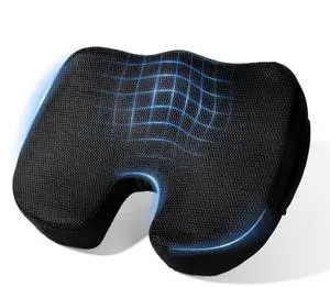 Memory Foam Seat Cushion for Office Chair & Car - Ergonomic Tailbone & Sciatica Pain Relief Pad - Non-Slip Desk Chair Cushion for Long Sitting, Breathable Mesh Pad for Posture Support (Black) Memory Foam Seat Cushion for Office Chair & Car - Ergonomic Tailbone & Sciatica Pain Relief Pad - Non-Slip Desk Chair Cushion for Long Sitting, Breathable Mesh Pad for Posture Support (Black)
