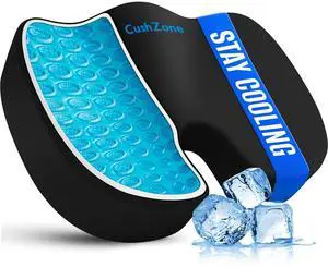 Office Chair Seat Cushion, Cooling Gel Enhanced Memory Foam Cushion for Long Sitting - Back, Sciatica, Coccyx, Tailbone Pain Relief Pillow - for Office, Gaming, Car, Wheelchair - Black, Large Office Chair Seat Cushion, Cooling Gel Enhanced Memory Foam Cushion for Long Sitting - Back, Sciatica, Coccyx, Tailbone Pain Relief Pillow - for Office, Gaming, Car, Wheelchair - Black, Large
