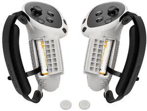 Controller Grips Cover Compatible with Meta Quest 3S/Quest 3 Accessories, Hand Strap with Battery Opening, Knuckle Straps with Widen and Thicken Sponge(Not for Charging Dock) (White-Gray) Controller Grips Cover Compatible with Meta Quest 3S/Quest 3 Accessories, Hand Strap with Battery Opening, Knuckle Straps with Widen and Thicken Sponge(Not for Charging Dock) (White-Gray)