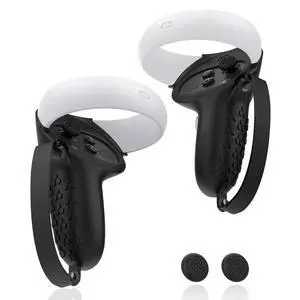 Controller Grip for Oculus Quest 2 Accessories Grips Cover for VR Touch Controllers Covers Protector with Non-Slip Thumb Grips 1Pair Black Controller Grip for Oculus Quest 2 Accessories Grips Cover for VR Touch Controllers Covers Protector with Non-Slip Thumb Grips 1Pair Black