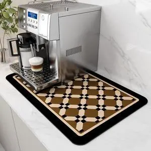 Coffee Mat Hide Stain Rubber Backed Absorbent Dish Drying Mat for Kitchen Counter - Fits Under Coffee Maker or Machine - PEANUT 12X19 Coffee Mat Hide Stain Rubber Backed Absorbent Dish Drying Mat for Kitchen Counter - Fits Under Coffee Maker or Machine - PEANUT 12X19