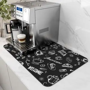 Coffee Mat Hide Stain Rubber Backed Absorbent Dish Drying Mat for Kitchen Counter - Fits Under Coffee Maker & Espresso Machine (12x19,INK) Coffee Mat Hide Stain Rubber Backed Absorbent Dish Drying Mat for Kitchen Counter - Fits Under Coffee Maker & Espresso Machine (12x19,INK)