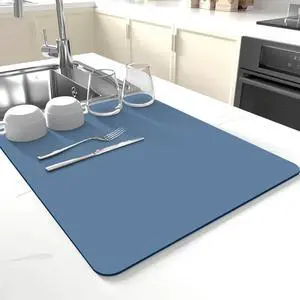 Dish Drying Mat for Kitchen Counter,Drying Mat for Dish Rack,Absorbent Hide Stain Rubber Mat,Coffee Mat, Kitchen Counter Mat (Blue, 12"x19") Dish Drying Mat for Kitchen Counter,Drying Mat for Dish Rack,Absorbent Hide Stain Rubber Mat,Coffee Mat, Kitchen Counter Mat (Blue, 12"x19")