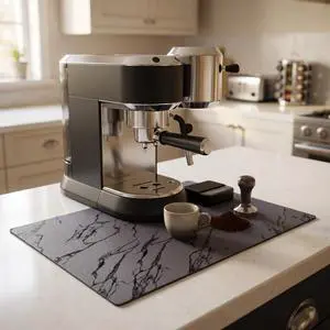 Coffee Mat, Dish Drying Mat, Marble-Pattern, Grey, 12x19 in Coffee Mat, Dish Drying Mat, Marble-Pattern, Grey, 12x19 in