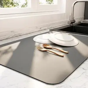Dish Drying Mat for Kitchen Counter | Coffee Bar Mat for Countertops | Heat Resistant Drainer Mat with Non-slip Rubber Backed | Hide Stain Kitchen Absorbent Draining Mat | Dark Grey 16"x18" Dish Drying Mat for Kitchen Counter | Coffee Bar Mat for Countertops | Heat Resistant Drainer Mat with Non-slip Rubber Backed | Hide Stain Kitchen Absorbent Draining Mat | Dark Grey 16"x18"