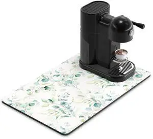 Coffee Mat, 12" x 19" Cute Minimalism Design Coffee Bar Mats for Espresso Machine Station Accessories and Organizer, Hide Stain Rubber Backed Absorbent Dish Drying Pad for Kitchen Counter,White Coffee Mat, 12" x 19" Cute Minimalism Design Coffee Bar Mats for Espresso Machine Station Accessories and Organizer, Hide Stain Rubber Backed Absorbent Dish Drying Pad for Kitchen Counter,White