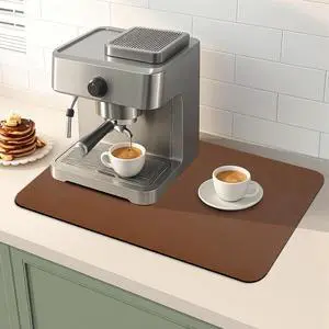 Dish Drying Mat for Kitchen Counter, Coffee Mat with Non-slip Rubber Backed, Hide Stain Absorbent for Kitchen Counter, Fit Under Coffee Maker, Dish Rack,12"x19",Brown Dish Drying Mat for Kitchen Counter, Coffee Mat with Non-slip Rubber Backed, Hide Stain Absorbent for Kitchen Counter, Fit Under Coffee Maker, Dish Rack,12"x19",Brown