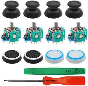 14 Piece Analog Joystick Replacement Kit Compatible with PS5 Controllers, Includes 4 Thumbsticks, 4 Caps, 4 Pry Tools, and 1 Screwdriver for Controller Repair 14 Piece Analog Joystick Replacement Kit Compatible with PS5 Controllers, Includes 4 Thumbsticks, 4 Caps, 4 Pry Tools, and 1 Screwdriver for Controller Repair