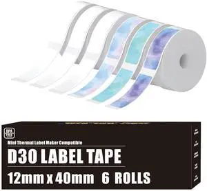 D30 Labels for Phomemo D30 Label Tape, Label Maker Tape - 12mm×40mm(0.47"x1.57") Sticker Thermal Paper Self-Adhesive Label Tape for D30 Printer 6 Rolls 1080 Pcs Colored Bulk D30 Labels for Phomemo D30 Label Tape, Label Maker Tape - 12mm×40mm(0.47"x1.57") Sticker Thermal Paper Self-Adhesive Label Tape for D30 Printer 6 Rolls 1080 Pcs Colored Bulk