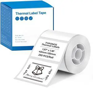 Genuine Thermal Labels for PM240 Printer, 1.57'' x 1.18'' (40x30mm), 230 Labels/Roll, Waterproof, Oil-Proof, Auto Detect Label, HighDefinition Labels for Small Business Office School, White Genuine Thermal Labels for PM240 Printer, 1.57'' x 1.18'' (40x30mm), 230 Labels/Roll, Waterproof, Oil-Proof, Auto Detect Label, HighDefinition Labels for Small Business Office School, White