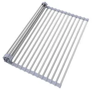Roll Up Dish Drying Rack for Over Sink - 17.5"x15.7" Foldable Stainless Steel Kitchen Drainer,Gray Roll Up Dish Drying Rack for Over Sink - 17.5"x15.7" Foldable Stainless Steel Kitchen Drainer,Gray