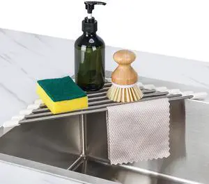 Triangle Roll-Up Dish Drying Rack Sink Corner Small Foldable Stainless Steel Over The Sink Multipurpose Kitchen Drainer Caddy Organizer Storage Shelf Holder (Coconut Milk White) Triangle Roll-Up Dish Drying Rack Sink Corner Small Foldable Stainless Steel Over The Sink Multipurpose Kitchen Drainer Caddy Organizer Storage Shelf Holder (Coconut Milk White)