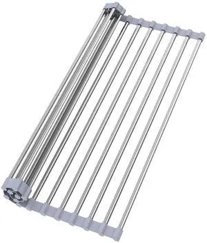 Roll Up Dish Drying Rack for Over Sink -17.5"x11.8" Foldable Stainless Steel Kitchen DrainerGray Roll Up Dish Drying Rack for Over Sink -17.5"x11.8" Foldable Stainless Steel Kitchen DrainerGray