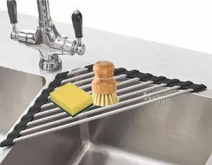 Triangle Dish Drying Rack Multipurpose Roll-up Drying Rack for Sink Corner Stainless Steel Over The Sink Corner Dish Drainer Mat for Kitchen (Black) Triangle Dish Drying Rack Multipurpose Roll-up Drying Rack for Sink Corner Stainless Steel Over The Sink Corner Dish Drainer Mat for Kitchen (Black)