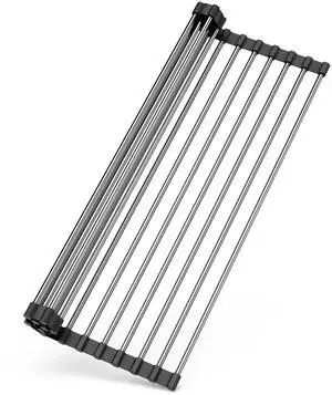 Roll Up Dish Drying Rack, Over Sink Dish Drying Rack, 17" L x 11.8" W, Black Roll Up Dish Drying Rack, Over Sink Dish Drying Rack, 17" L x 11.8" W, Black