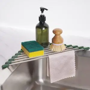 Triangle Roll-Up Dish Drying Rack for Sink Corner Small Foldable Stainless Steel Over The Sink Multipurpose Kitchen Drainer Caddy Organizer Storage Shelf Holder (Olive Green) Triangle Roll-Up Dish Drying Rack for Sink Corner Small Foldable Stainless Steel Over The Sink Multipurpose Kitchen Drainer Caddy Organizer Storage Shelf Holder (Olive Green)