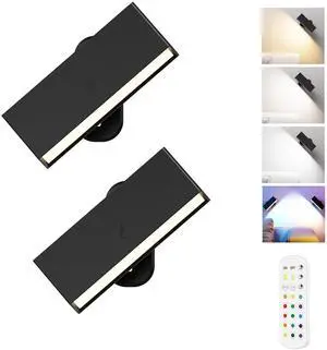 LED Wall Lights 2 Pack with Remote,Wall Sconces Lamp 3000mAh Rechargeable Battery Operated,3 Color Temperatures & 12 RGB Dimmable Magnetic 360° Rotation Cordless Light LED Wall Lights 2 Pack with Remote,Wall Sconces Lamp 3000mAh Rechargeable Battery Operated,3 Color Temperatures & 12 RGB Dimmable Magnetic 360° Rotation Cordless Light
