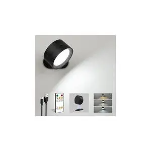 LED Wall Mounted Lights, Rechargeable Wall Sconces Lamp, 3 Color Temps & Remote and Touch, 360°Rotation Dimmable Cordless Wall Light for Study Bedroom Reading Bedside(Black, 1 Pack) LED Wall Mounted Lights, Rechargeable Wall Sconces Lamp, 3 Color Temps & Remote and Touch, 360°Rotation Dimmable Cordless Wall Light for Study Bedroom Reading Bedside(Black, 1 Pack)
