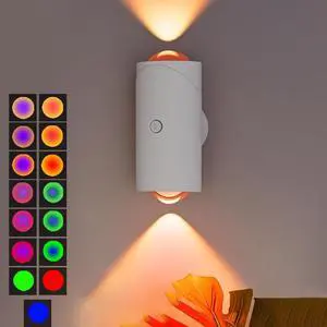 LED Wireless Wall Sconce with 7 Colors Changing, Motion Sensor Light Indoor, 1500mAh Rechargeable Battery Operated Wall Sconces for Bedroom Bedside Hallway Courtyard Doorway (White) LED Wireless Wall Sconce with 7 Colors Changing, Motion Sensor Light Indoor, 1500mAh Rechargeable Battery Operated Wall Sconces for Bedroom Bedside Hallway Courtyard Doorway (White)