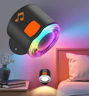 Wall Sconce, Rechargeable RGB Light with Bluetooth Speaker, Dimmable Wall Sconce, Rechargeable RGB Light with Bluetooth Speaker, Dimmable