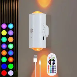 LED Wireless Wall Sconce with Remote, 16 Colors Changing, Motion Sensor Light Indoor, Dimmable, 1500mAh Rechargeable Battery Operated Wall Sconces for Hallway, Stair, Bathroom, Bedroom LED Wireless Wall Sconce with Remote, 16 Colors Changing, Motion Sensor Light Indoor, Dimmable, 1500mAh Rechargeable Battery Operated Wall Sconces for Hallway, Stair, Bathroom, Bedroom