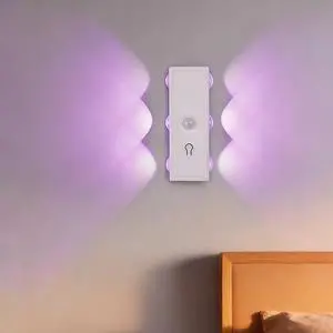 Motion Sensor Wall Light Set of 2, RGB 7-Colors Rechargeable Battery Operated Wireless Wall Sconce, Magnetic Motion Sensor Indoor Night Light for Living Room, Stair, Hallway(Colorful) Motion Sensor Wall Light Set of 2, RGB 7-Colors Rechargeable Battery Operated Wireless Wall Sconce, Magnetic Motion Sensor Indoor Night Light for Living Room, Stair, Hallway(Colorful)
