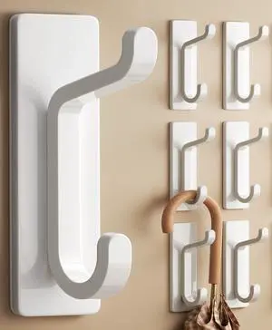 Wall Hooks for Coat and Towel: 13LB Strong Adhesive Door Hanger Stick on, White 6 Pack Wall Hooks for Coat and Towel: 13LB Strong Adhesive Door Hanger Stick on, White 6 Pack