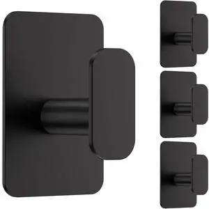 Large Heavy Duty Wall Hooks - 26lb Max, Stainless Steel Adhesive Towel Hooks for Hanging Towel, Coat, Robe, Hat, Sticky Towel Holder for Wall Mount in Bathroom, Shower, Kitchen (Black, 4 Pack) Large Heavy Duty Wall Hooks - 26lb Max, Stainless Steel Adhesive Towel Hooks for Hanging Towel, Coat, Robe, Hat, Sticky Towel Holder for Wall Mount in Bathroom, Shower, Kitchen (Black, 4 Pack)