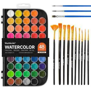 58 Pack Watercolor Paint Set, 48 Colors Watercolor Pan with 10 Paint Brushes for Beginners, Artists, Kids & Adults to Water Color Paint, Bullet Journal, Calligraphy Practice 58 Pack Watercolor Paint Set, 48 Colors Watercolor Pan with 10 Paint Brushes for Beginners, Artists, Kids & Adults to Water Color Paint, Bullet Journal, Calligraphy Practice