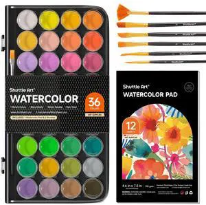 43 Pack Watercolor Paint Set, 36 Colors Watercolor Paint Pan Set with 6 Brushes and 1 Watercolor Pad for Beginners, Artists, Kids & Adults Watercolor Painting, Bullet Journal, Calligraphy 43 Pack Watercolor Paint Set, 36 Colors Watercolor Paint Pan Set with 6 Brushes and 1 Watercolor Pad for Beginners, Artists, Kids & Adults Watercolor Painting, Bullet Journal, Calligraphy